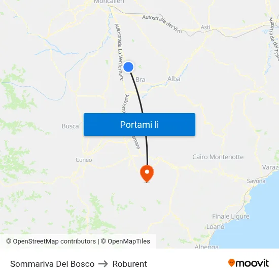 Sommariva Del Bosco to Roburent map