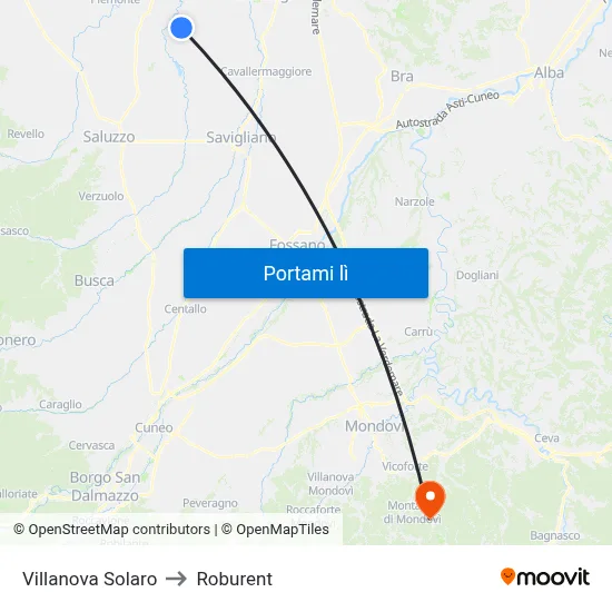 Villanova Solaro to Roburent map