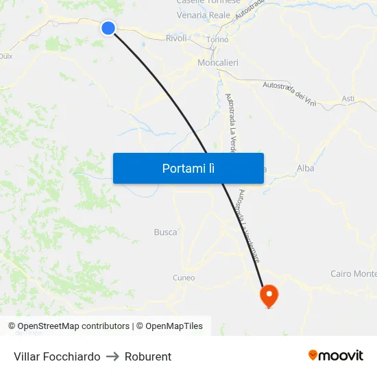 Villar Focchiardo to Roburent map