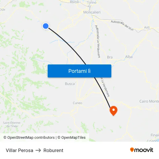 Villar Perosa to Roburent map