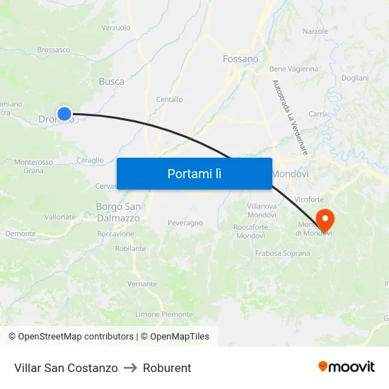 Villar San Costanzo to Roburent map