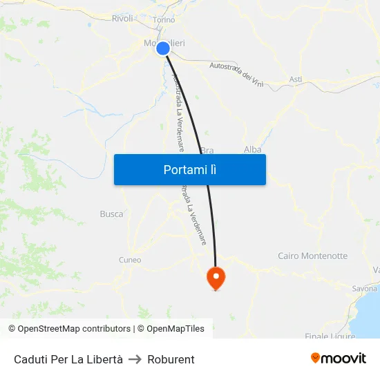 Caduti Per La Libertà to Roburent map