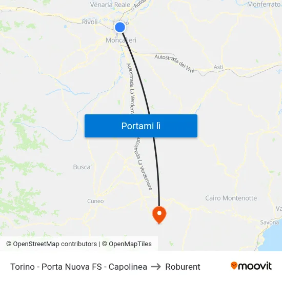 Torino - Porta Nuova FS - Capolinea to Roburent map