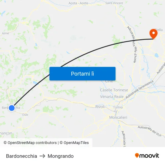 Bardonecchia to Mongrando map