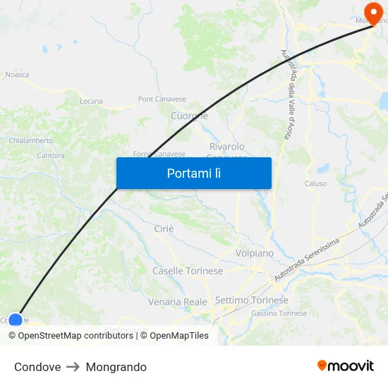 Condove to Mongrando map
