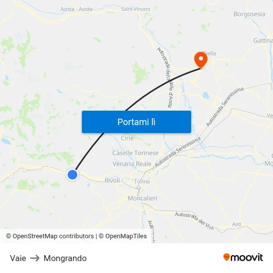 Vaie to Mongrando map