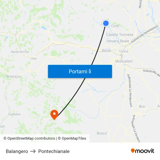 Balangero to Pontechianale map