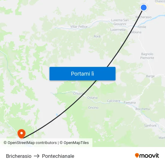 Bricherasio to Pontechianale map