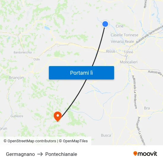Germagnano to Pontechianale map