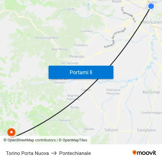 Torino Porta Nuova to Pontechianale map
