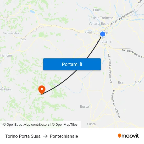 Torino Porta Susa to Pontechianale map