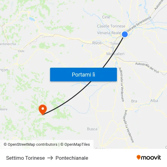 Settimo Torinese to Pontechianale map
