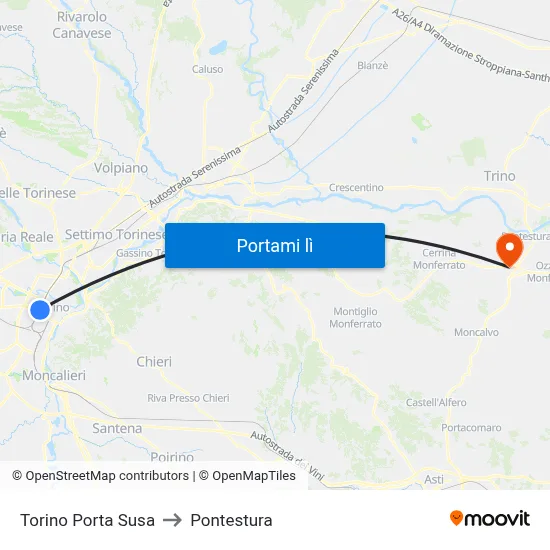 Torino Porta Susa to Pontestura map