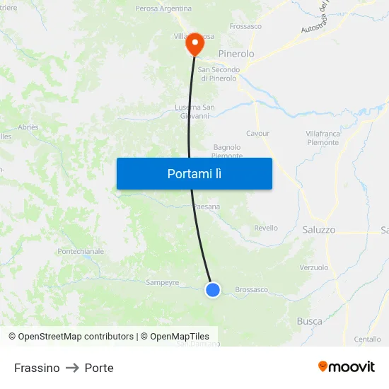 Frassino to Porte map