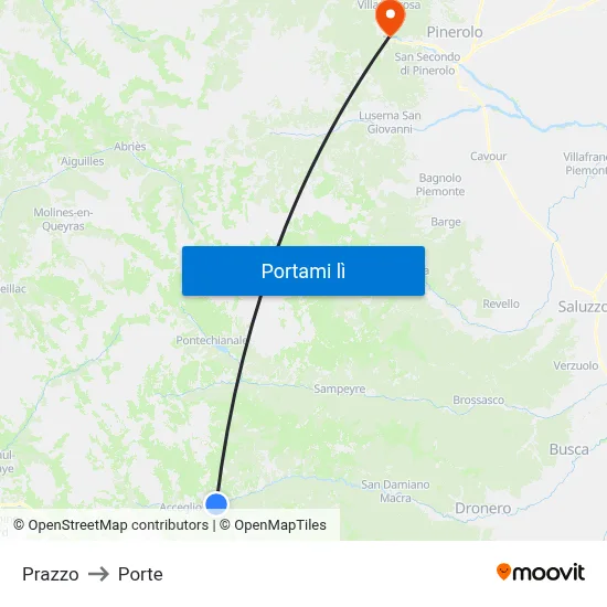 Prazzo to Porte map