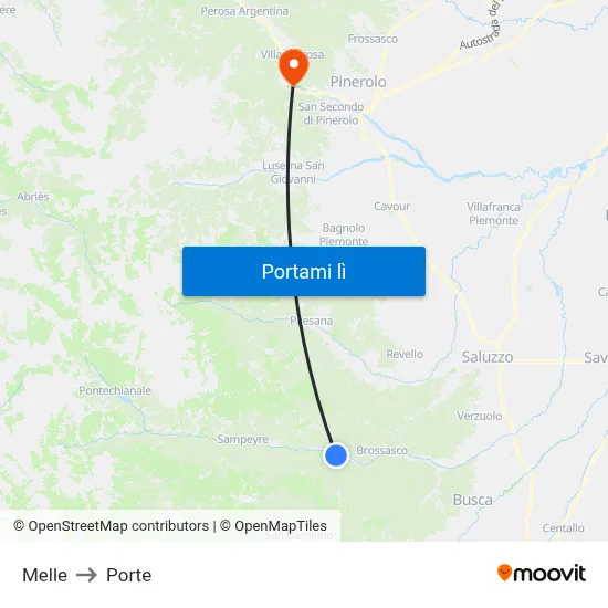 Melle to Porte map