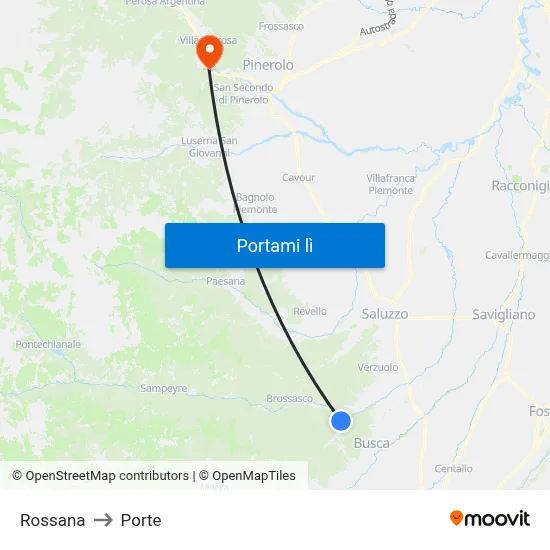 Rossana to Porte map