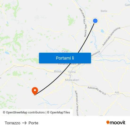 Torrazzo to Porte map