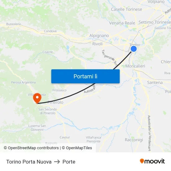 Torino Porta Nuova to Porte map