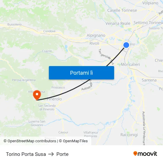 Torino Porta Susa to Porte map