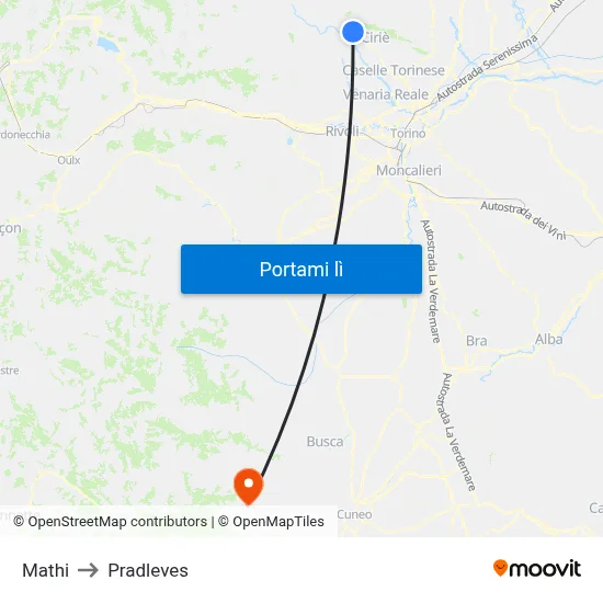 Mathi to Pradleves map