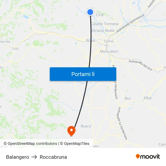 Balangero to Roccabruna map