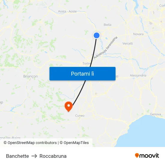 Banchette to Roccabruna map
