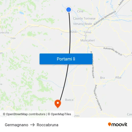 Germagnano to Roccabruna map