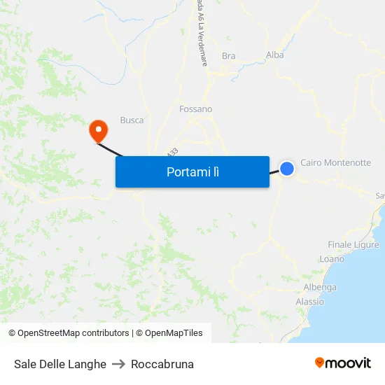 Sale Delle Langhe to Roccabruna map