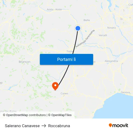 Salerano Canavese to Roccabruna map
