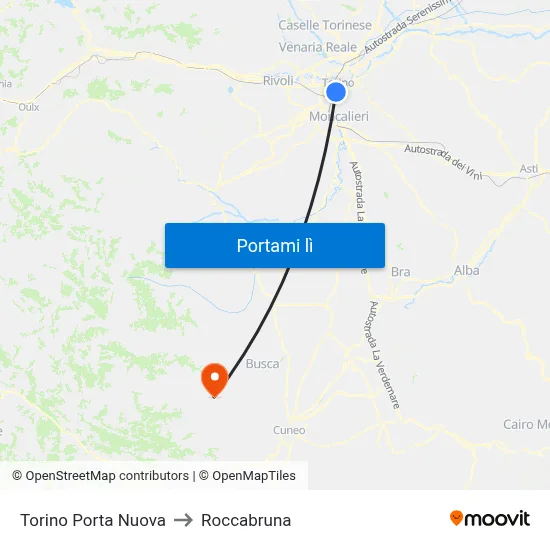 Torino Porta Nuova to Roccabruna map