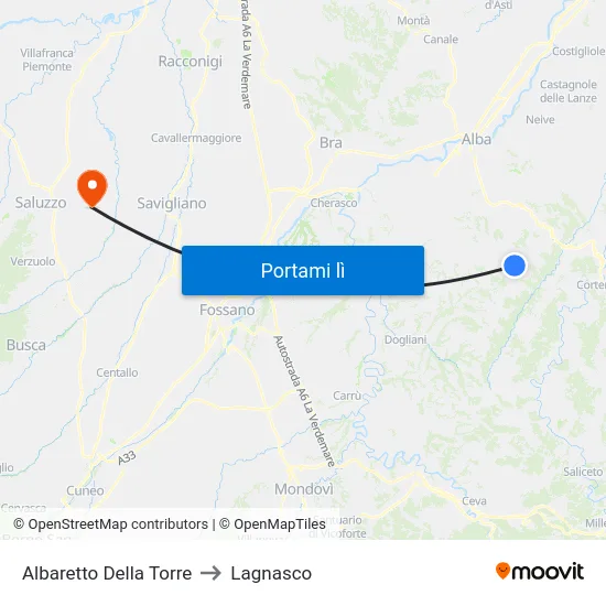 Albaretto Della Torre to Lagnasco map