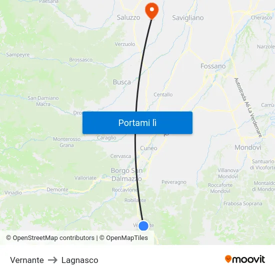 Vernante to Lagnasco map