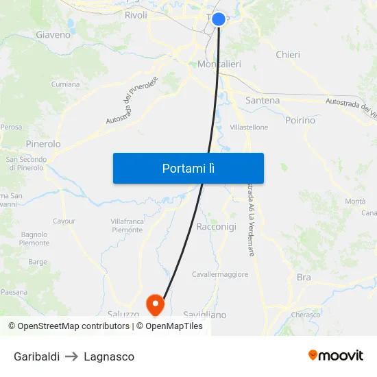 Garibaldi to Lagnasco map