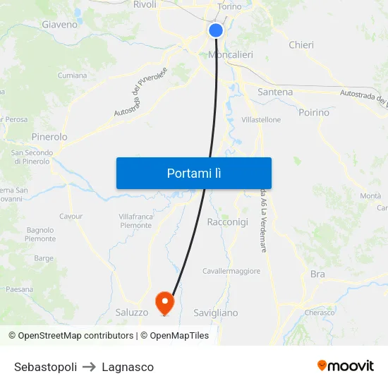 Sebastopoli to Lagnasco map