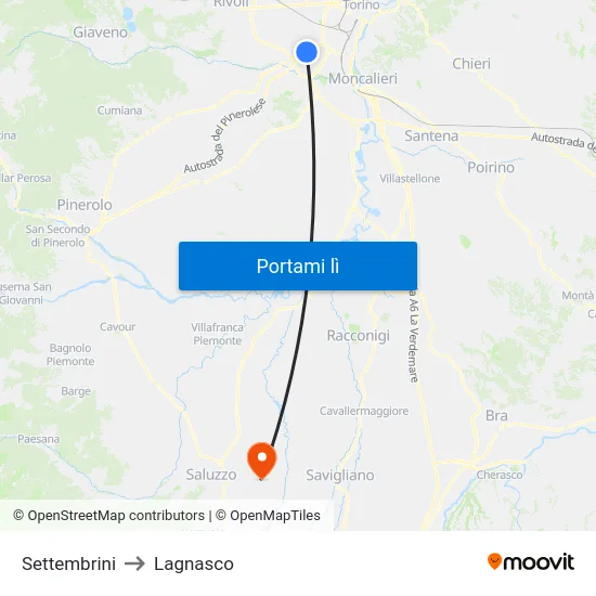 Settembrini to Lagnasco map
