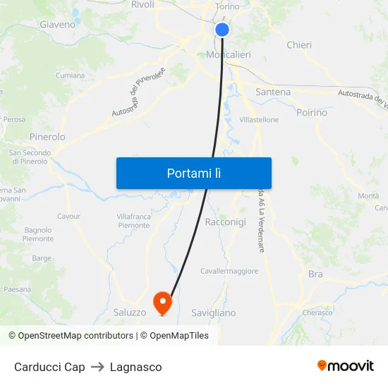 Carducci Cap to Lagnasco map