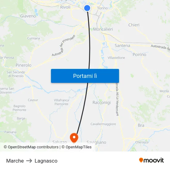 Marche to Lagnasco map
