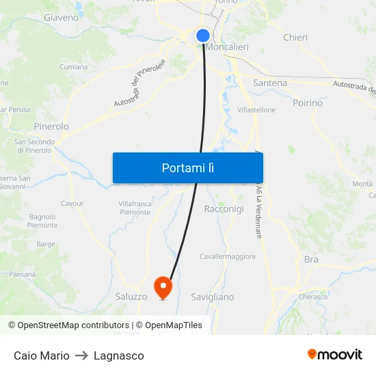 Caio Mario to Lagnasco map