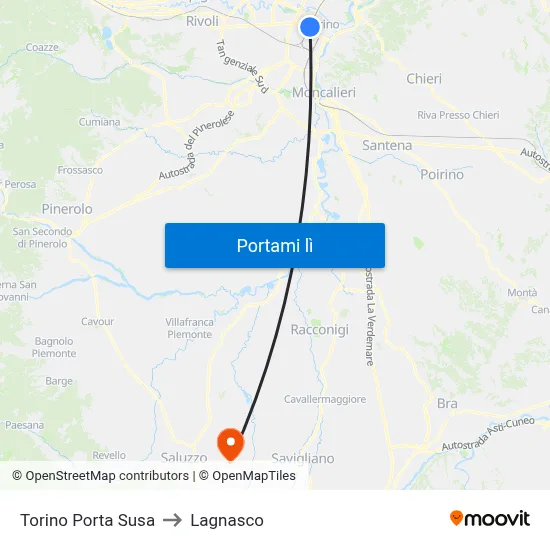 Torino Porta Susa to Lagnasco map