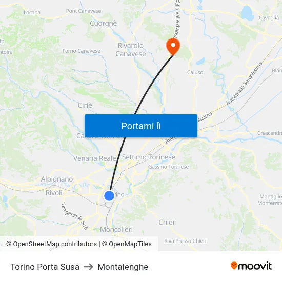 Torino Porta Susa to Montalenghe map