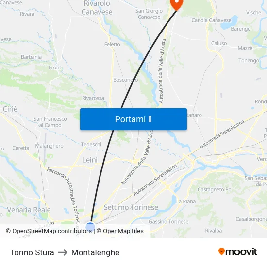 Torino Stura to Montalenghe map