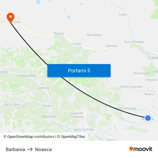 Barbania to Noasca map