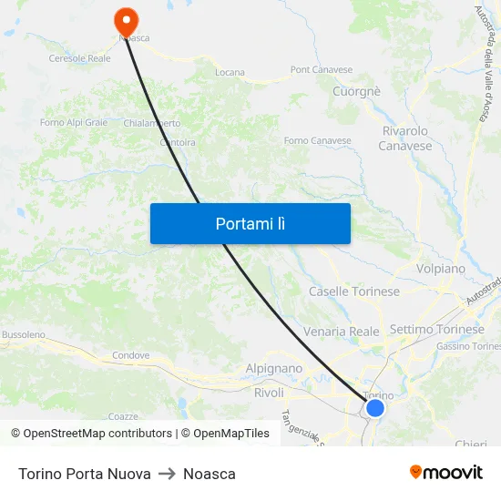 Torino Porta Nuova to Noasca map