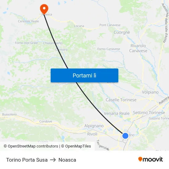 Torino Porta Susa to Noasca map