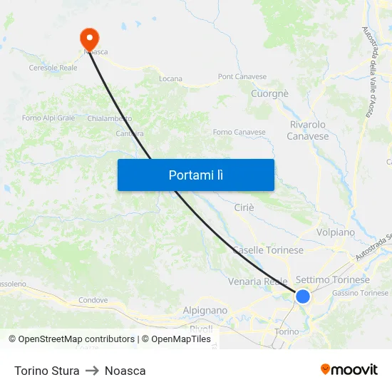 Torino Stura to Noasca map