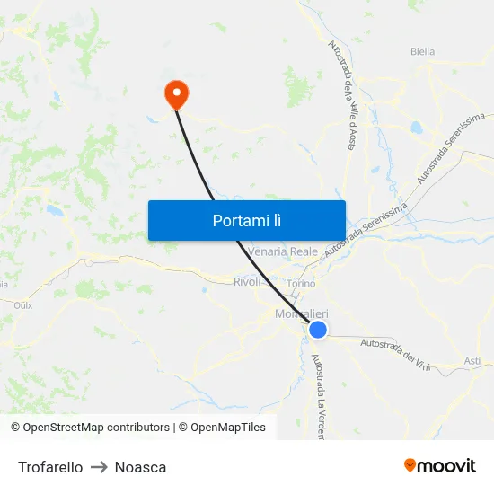 Trofarello to Noasca map