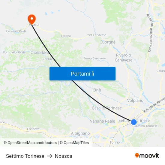 Settimo Torinese to Noasca map