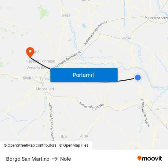 Borgo San Martino to Nole map