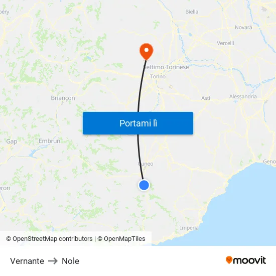Vernante to Nole map